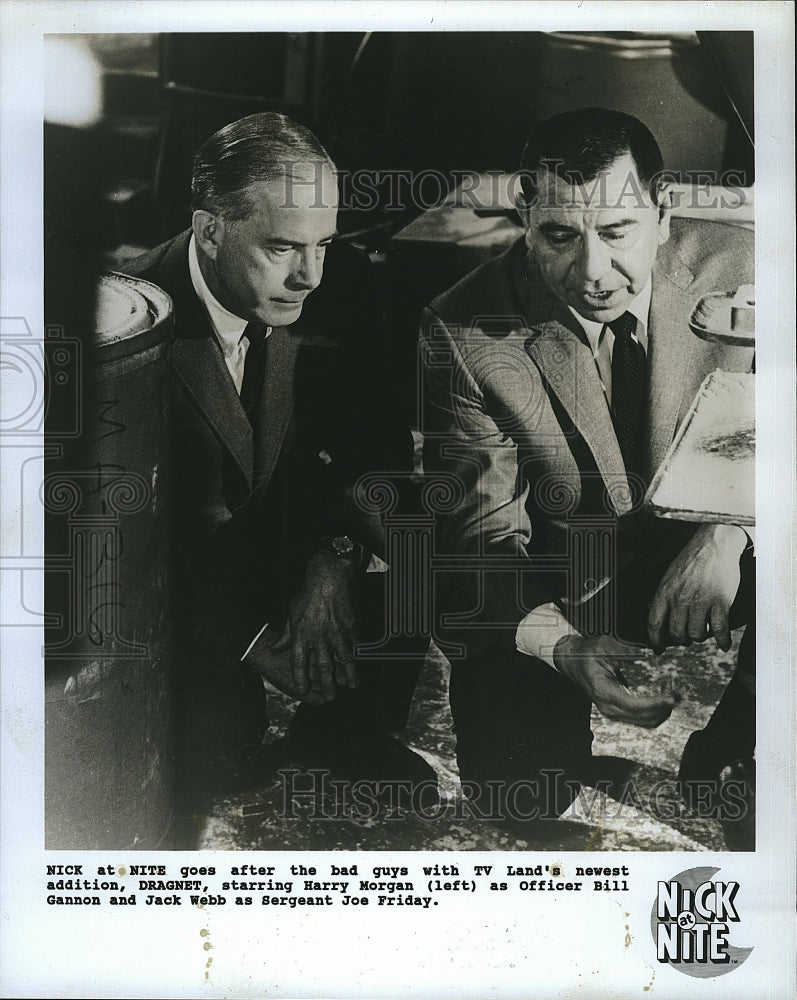 Press Photo Harry Morgan and Jack Webb in TV series &quot;Dragnet&quot;- Historic Images