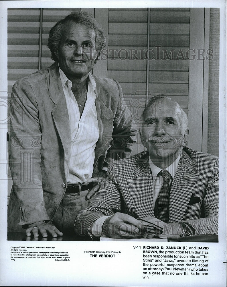 1982 Press Photo Richard D. Zanuck &amp; David Brown Production Team of The Verdict- Historic Images