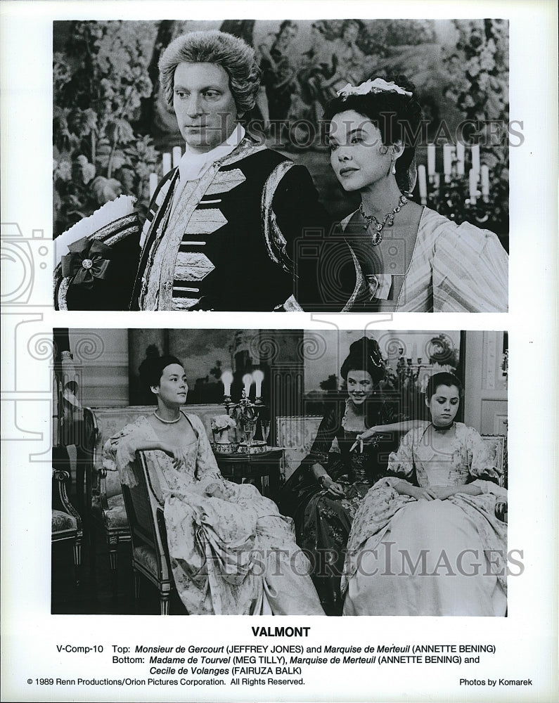 1989 Press Photo Valmont Film Annette Bening Jeffrey Jones Meg Tilly S -  Historic Images