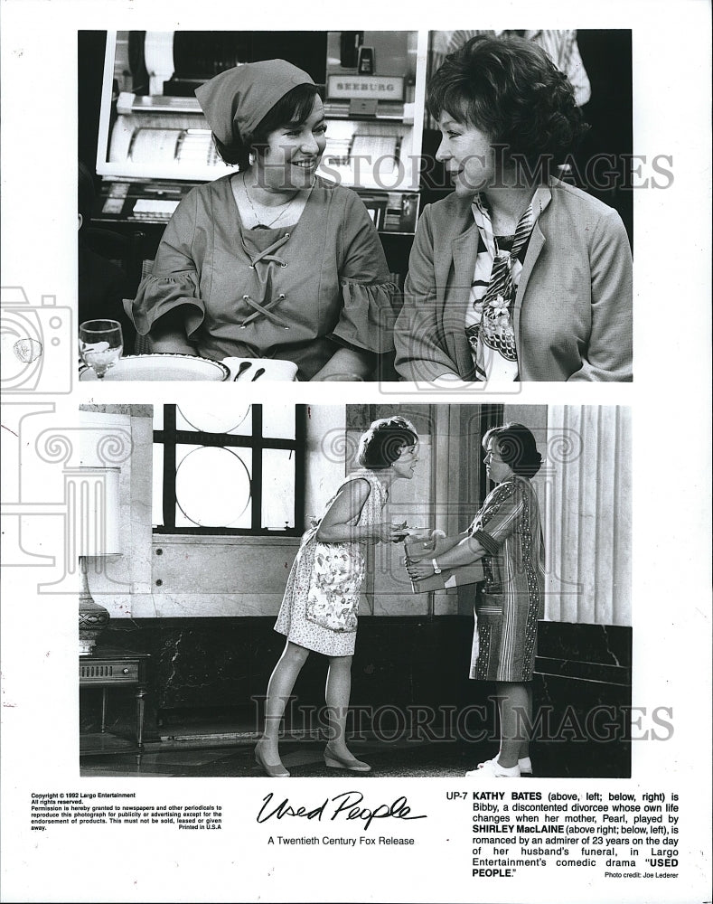 1992 Press Photo Used People Film Actors Kathy Bates Shirley MacLaine Scenes- Historic Images