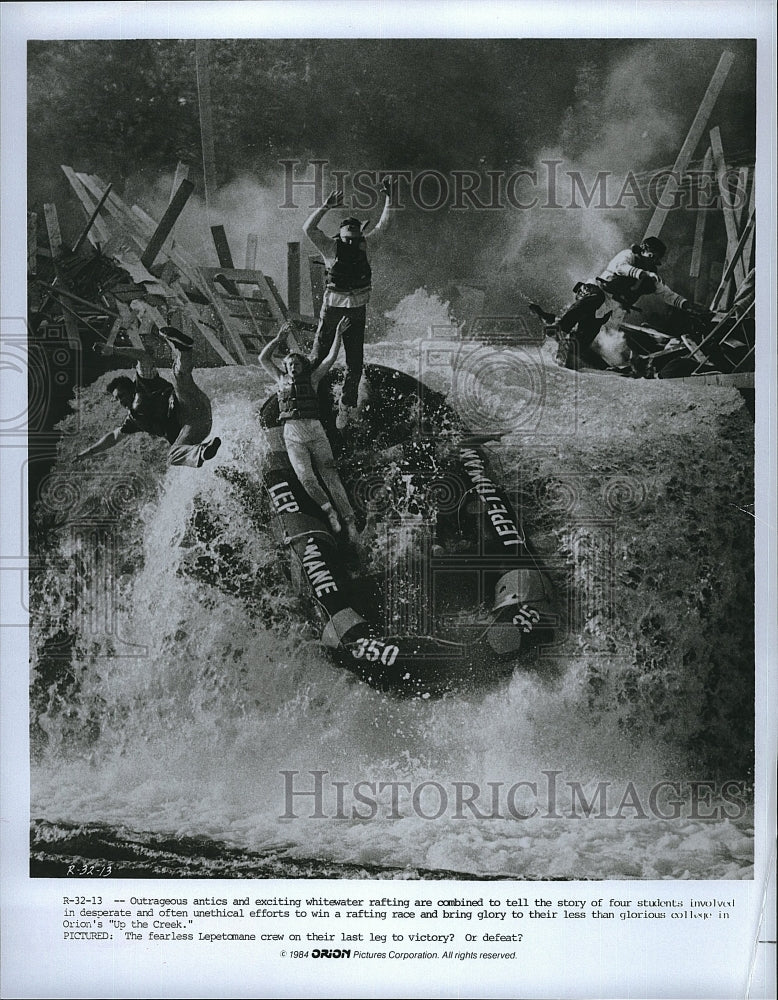 1984 Press Photo Scene of White Water Rafting from &quot;Up the Creek&quot;- Historic Images