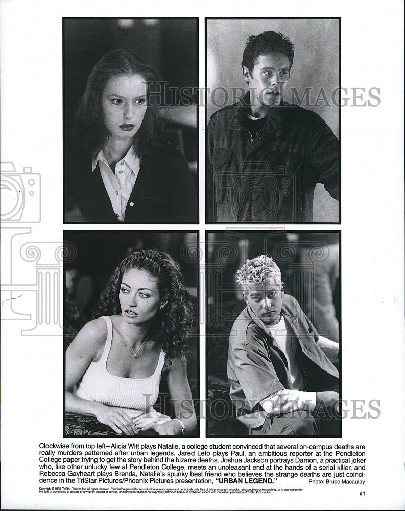 1998 Press Photo Actress Alicia Witt &amp; Jared Leto in &quot;Urban Legend&quot;- Historic Images