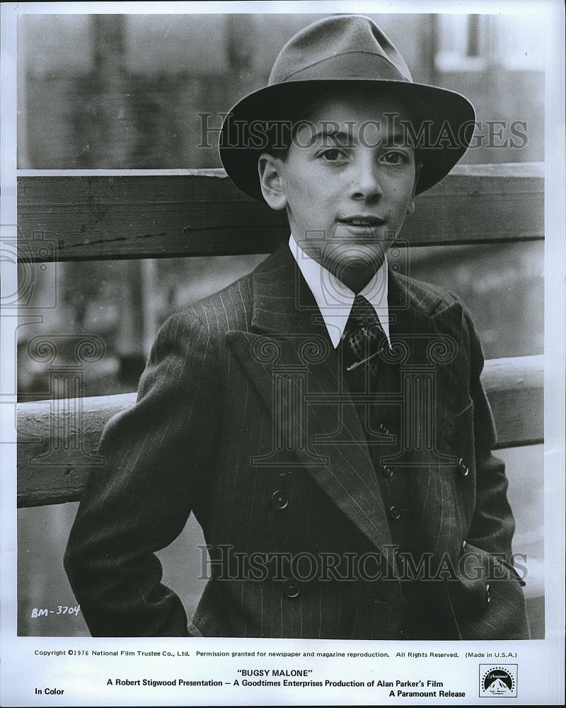 1976 Press Photo Bugsy Malone Film Child Actor Scott Baio Character Portrait- Historic Images