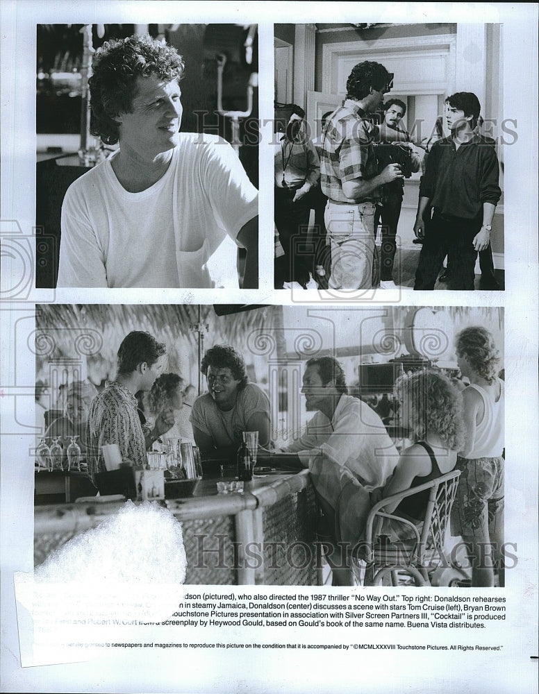 1987 Press Photo Cocktail Film Director Donaldson On Set Tom Cruise Bryan Brown- Historic Images