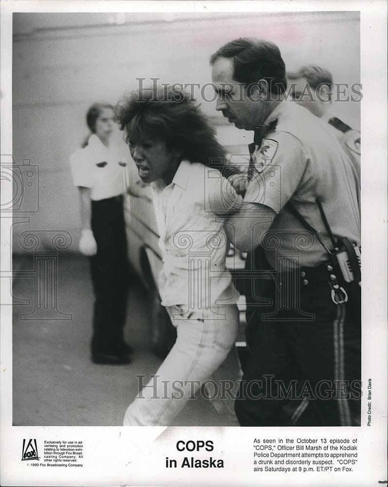 1990 Press Photo Officer Bill Marsh of Kodiak Police Dept. in episode of &quot;Cops&quot; - Historic Images