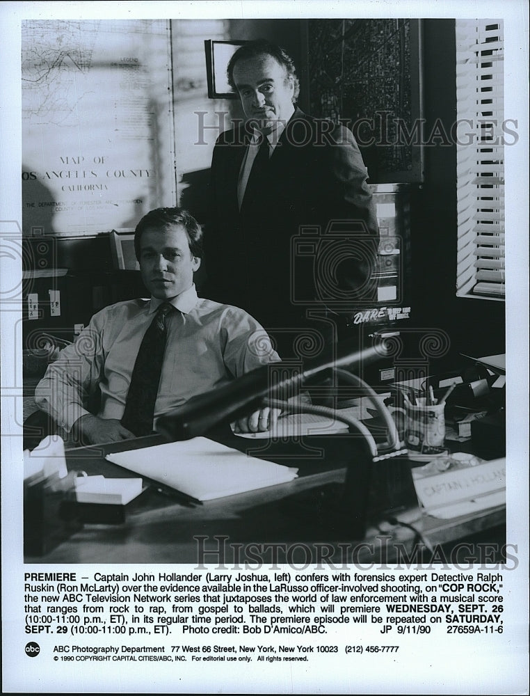 1990 Press Photo Actor Larry Joshua &amp; Ron McLarty in &quot;Cop Rock&quot;- Historic Images