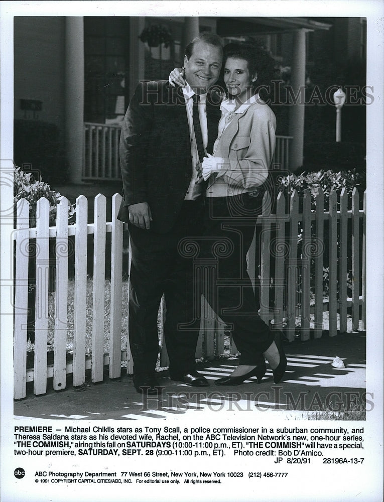 1991 Press Photo Michael Chiklis and Theresa Saldana in ABC &quot;The Commish&quot;.- Historic Images