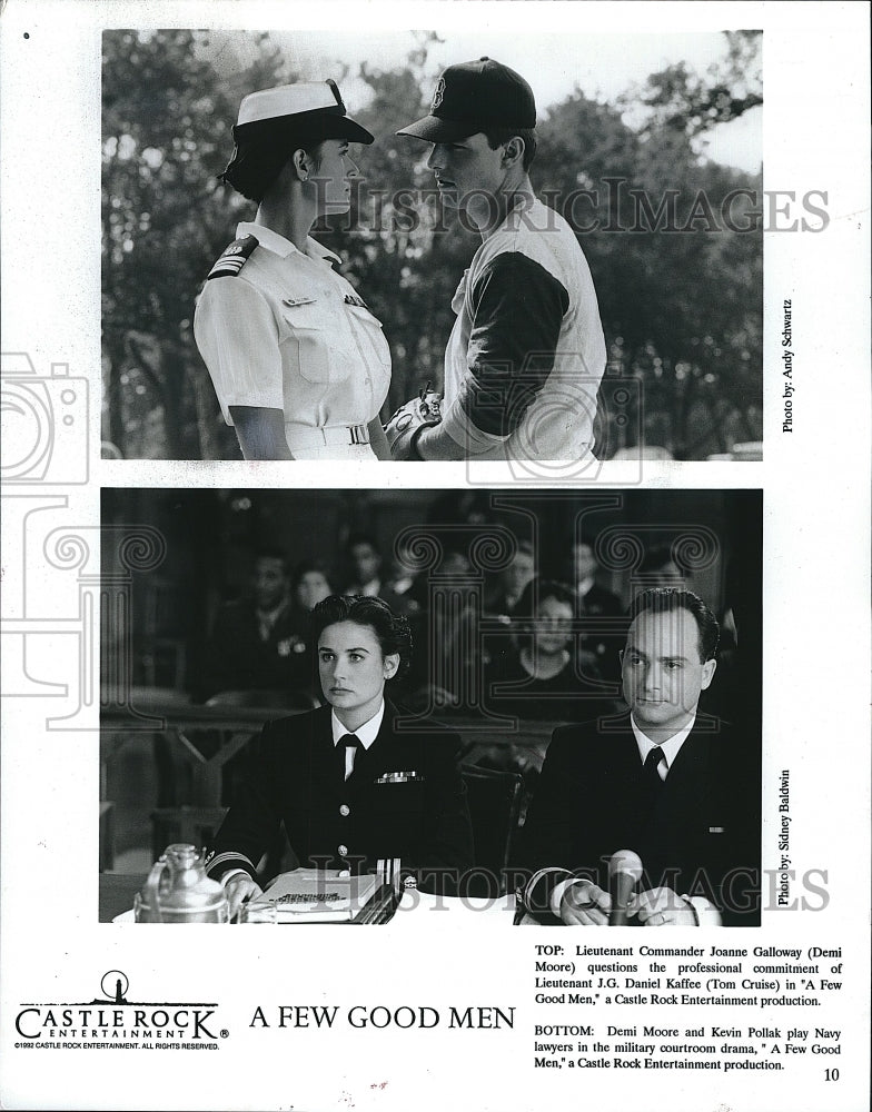 1992 Press Photo Demi Moore, Tom Cruise and Kevin Pollak in &quot;A Few Good Men&quot;- Historic Images