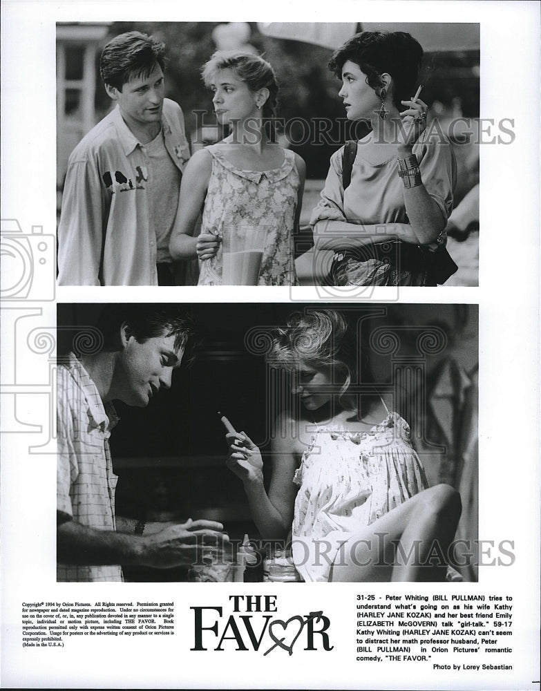 1994 Press Photo Bill Pullman, Kozak, McGovern in &quot;The Favor&quot;- Historic Images