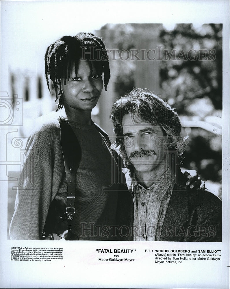1987 Press Photo Whoopi Goldberg & Sam Elliot star in "Fatal Beauty"- Historic Images