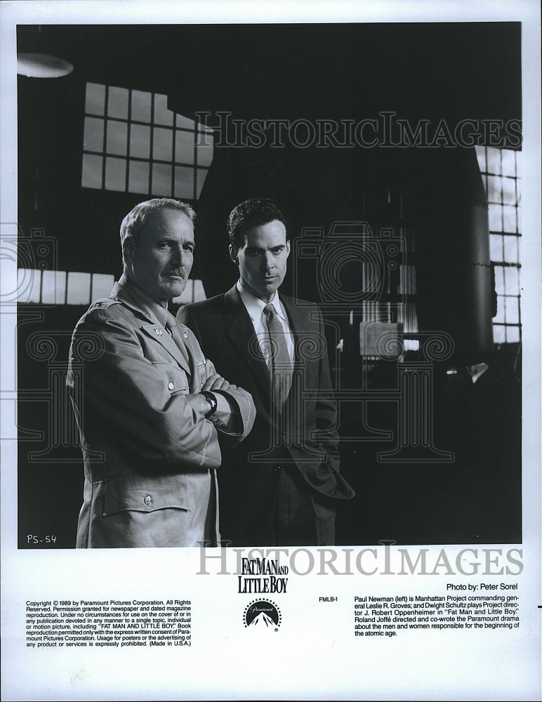 1989 Press Photo Paul Newman &amp; Leslie R. Groves in &quot;Fat Man and Little Boy&quot;- Historic Images