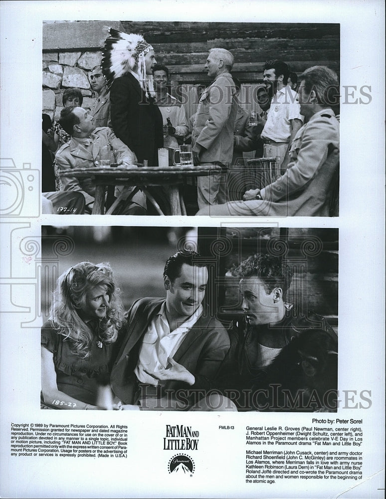 1989 Press Photo Paul Newman, Dwight Schultz in "Fat Man and Little Boy"- Historic Images