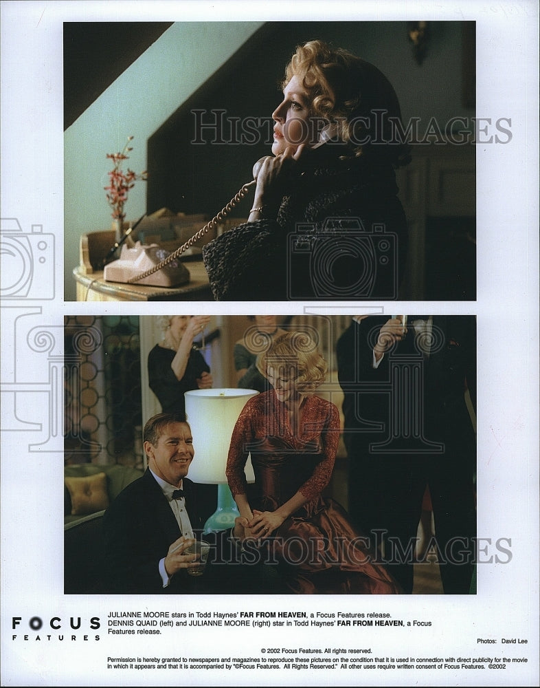 2002 Press Photo Julianne Moore &amp; Dennis Quaid Stars of  &quot;Far from Heaven&quot;- Historic Images