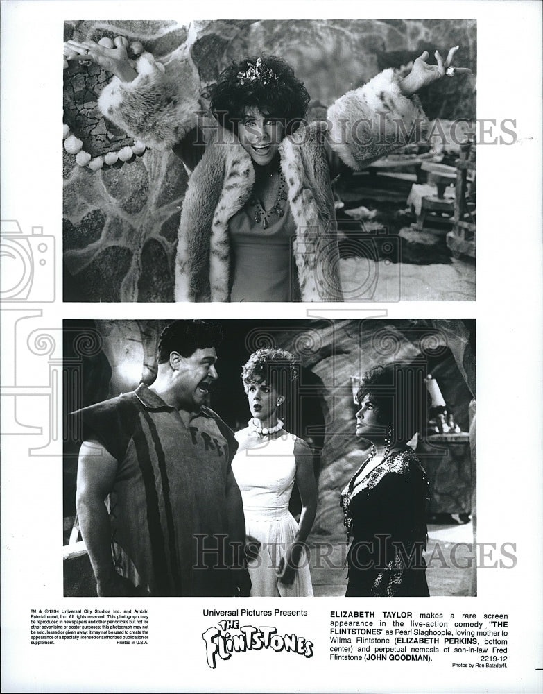 1994 Press Photo Elizabeth Taylor Perkins John Goodman Flinstones Movie Film- Historic Images