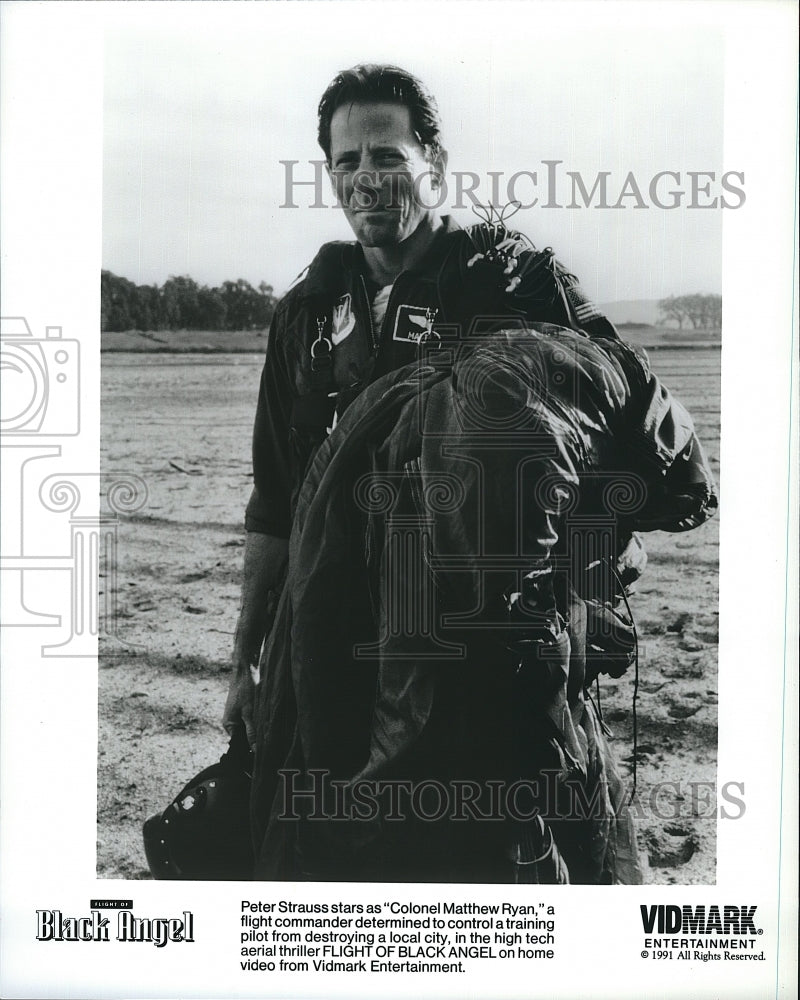 1991 Press Photo Peter Strauss stars in &quot;Flight of the Black Angel&quot;- Historic Images