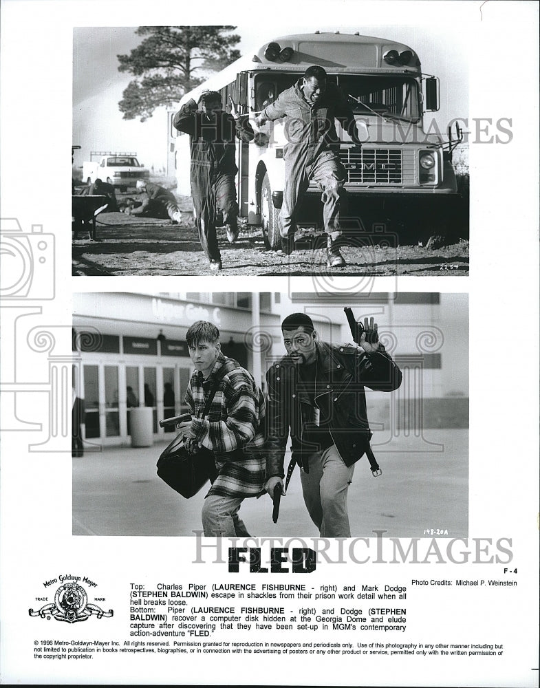 1996 Press Photo Laurence Fishburne &amp; Stephen Baldwin stars in &quot;Fled&quot;- Historic Images