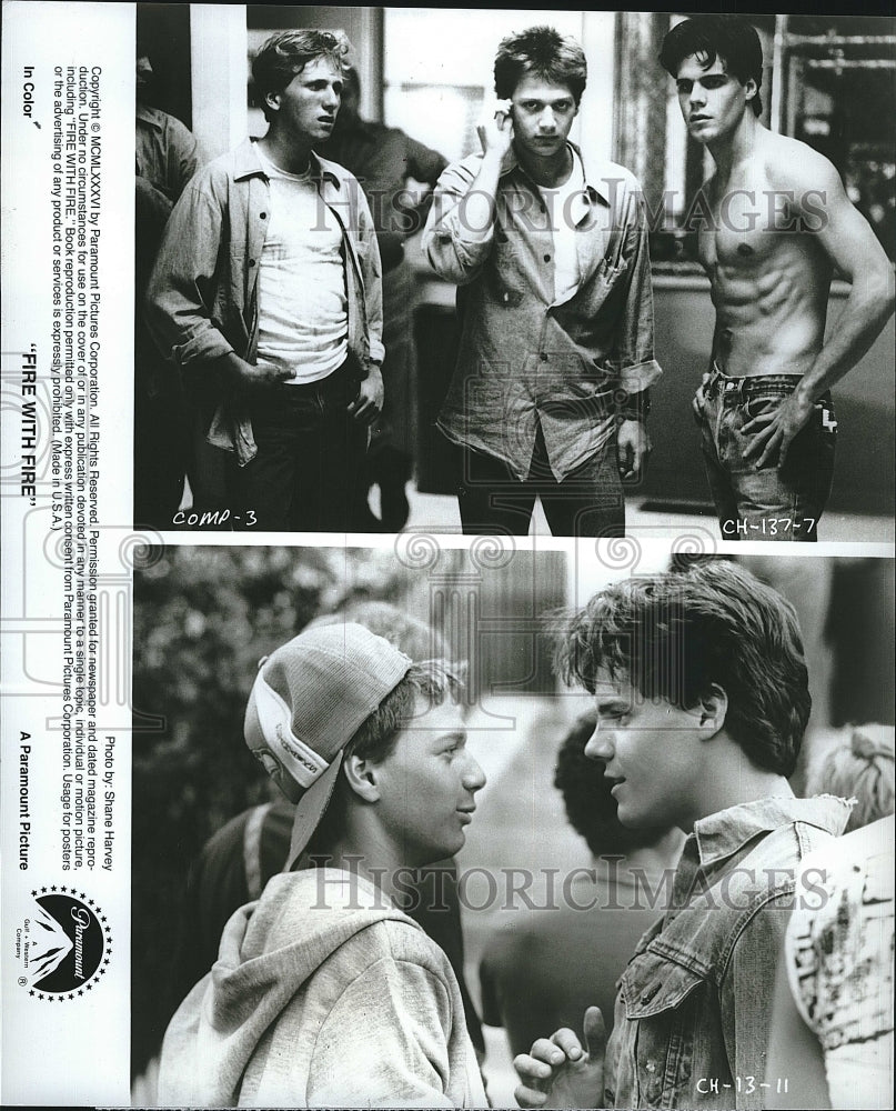 1986 Press Photo &quot;Fire With Fire&quot; Stars Craig Sheffer &amp; Ken Douglas Davies- Historic Images