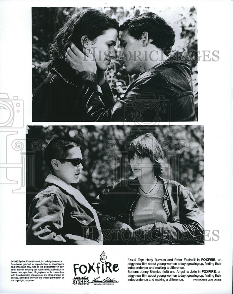 1996 Press Photo Hedy Burress Peter Facinelli Angelina Jolie Actress Foxfire - Historic Images