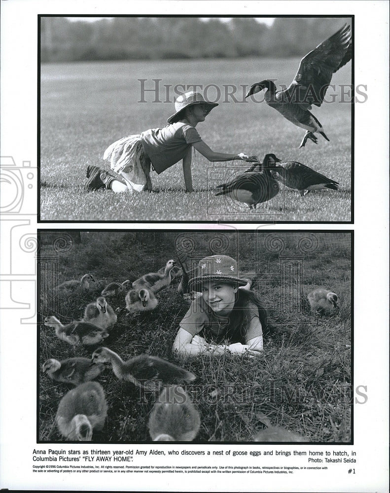 1996 Press Photo Anna Paquin Stars In &quot;Fly Away Home&quot; As Amy Alden- Historic Images