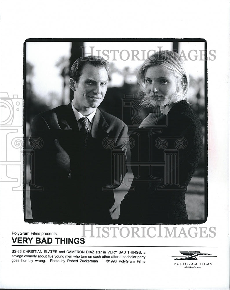 1998 Press Photo Christian Slater & Cameron Diaz Star In "Very Bad Things"- Historic Images