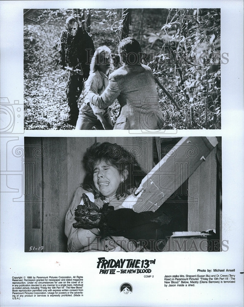 1988 Press Photo Susan Blu stars in &quot;Friday The 13th Part VII - The New Blood&quot;- Historic Images