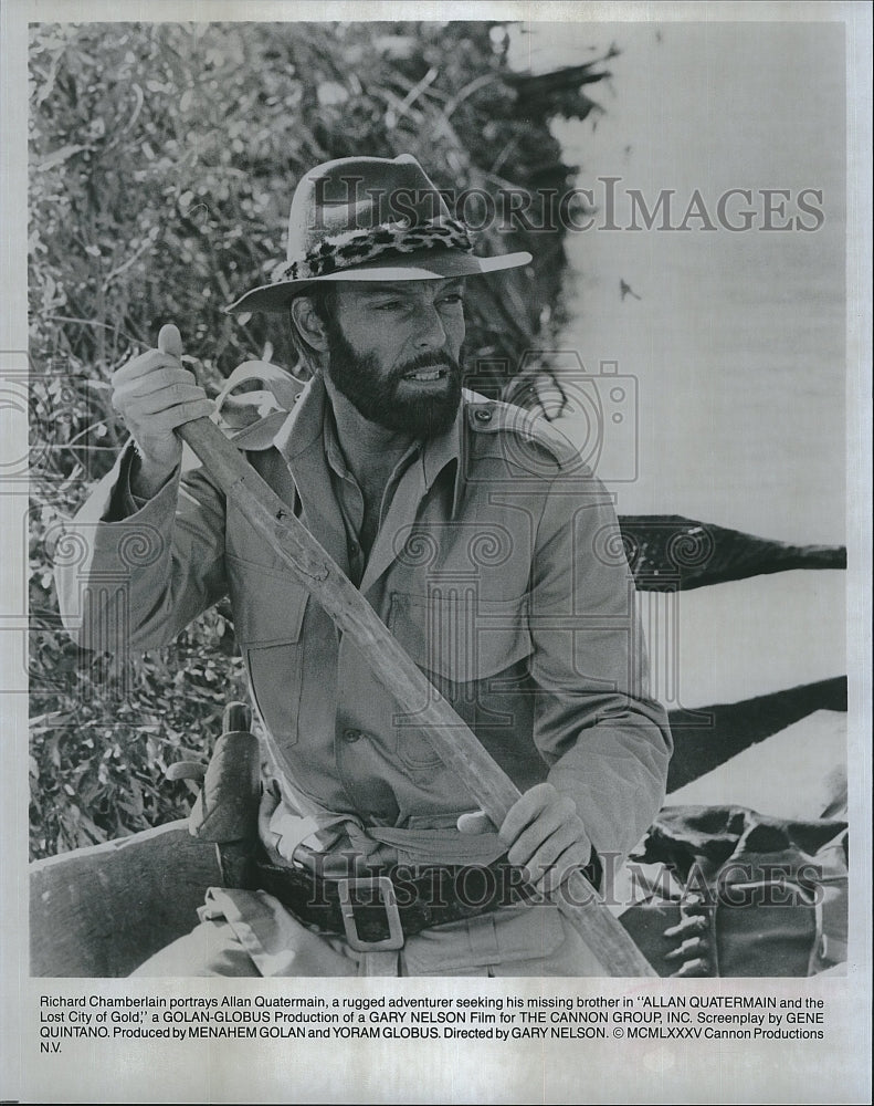 1985 Press Photo R. Chamberlain in &quot;Allan Quatermain and the Lost City of Gold&quot;- Historic Images