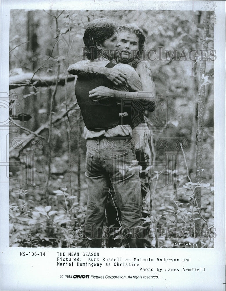 1984 Press Photo Kurt Russell &amp; Mariel Hemingway star in &quot;The Mean Season&quot;- Historic Images