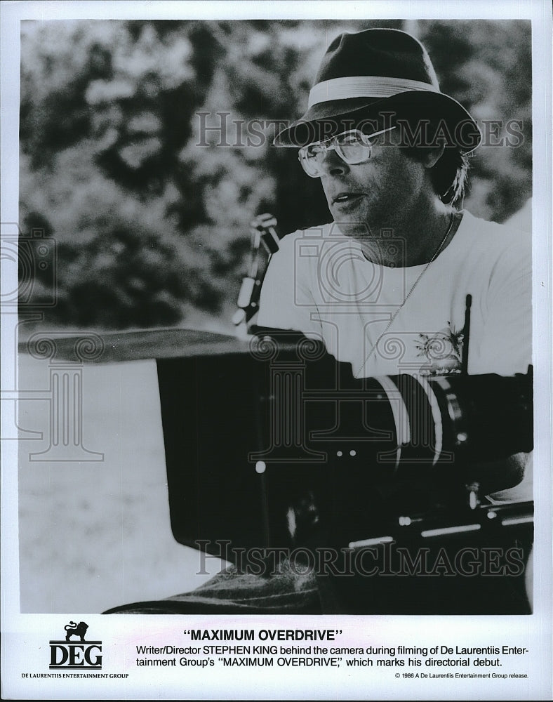 1986 Press Photo Writer/Director Stephen King of &quot;Maximum Overdrive&quot;- Historic Images