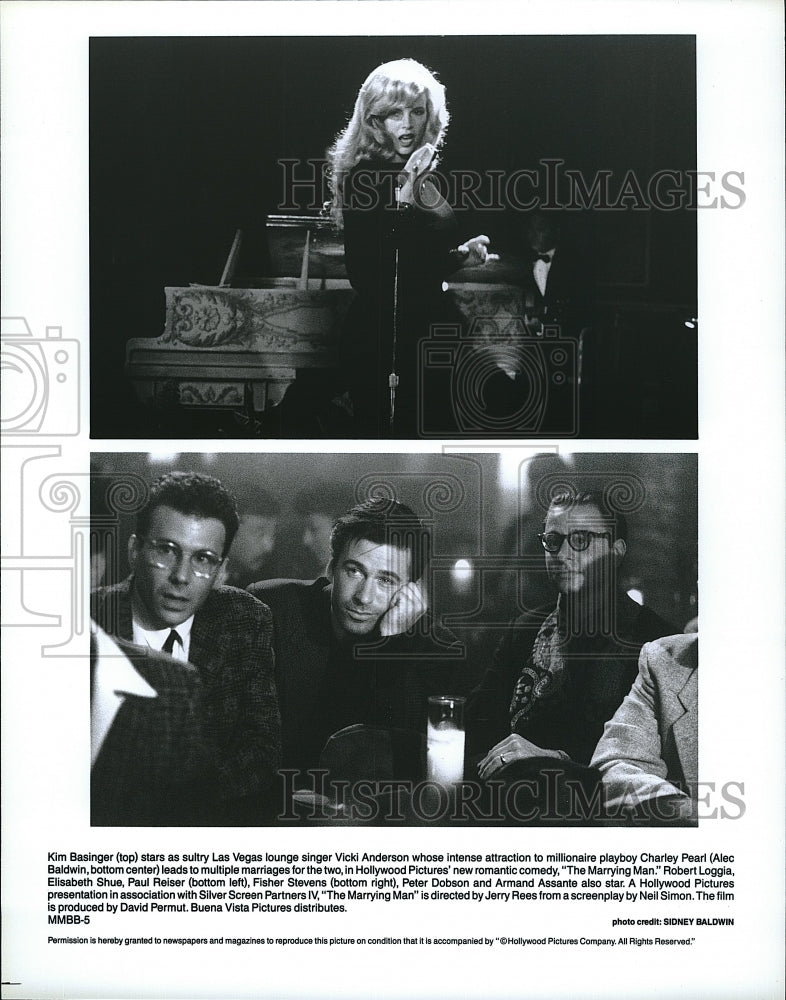 1991 Press Photo Kim Basinger, A. Baldwin, Paul Reiser &quot;The Marrying Man&quot;- Historic Images