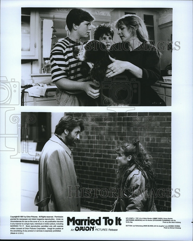 1991 Press Photo Jimmy Shea, Stockard Channing, Ron Silver &quot;Married to It&quot;- Historic Images