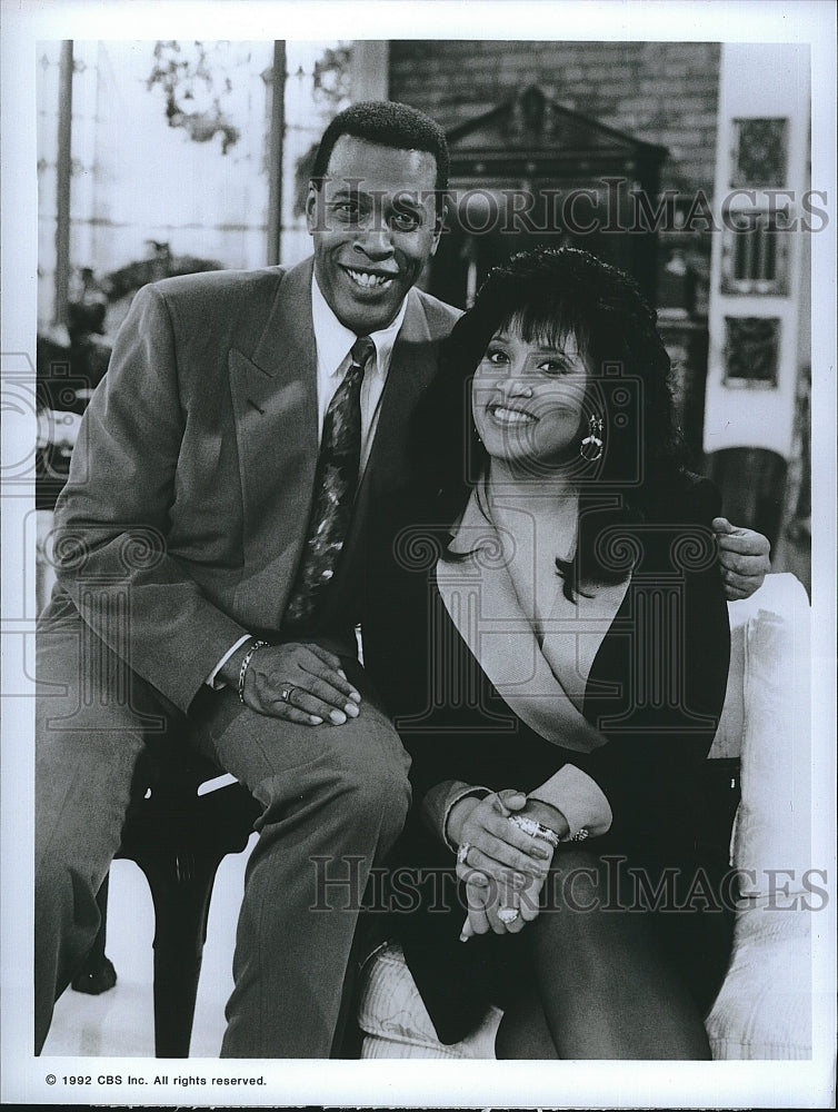 1992 Press Photo Actress Jackee &amp; Meshach Taylor  in &quot;Designing Women&quot;- Historic Images