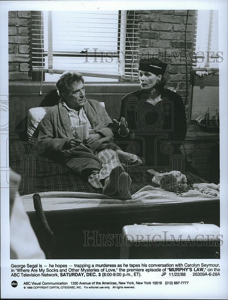 1988 Press Photo &quot;Murphy&#39;s Law&quot; george Segal, Carolyn Seymour- Historic Images