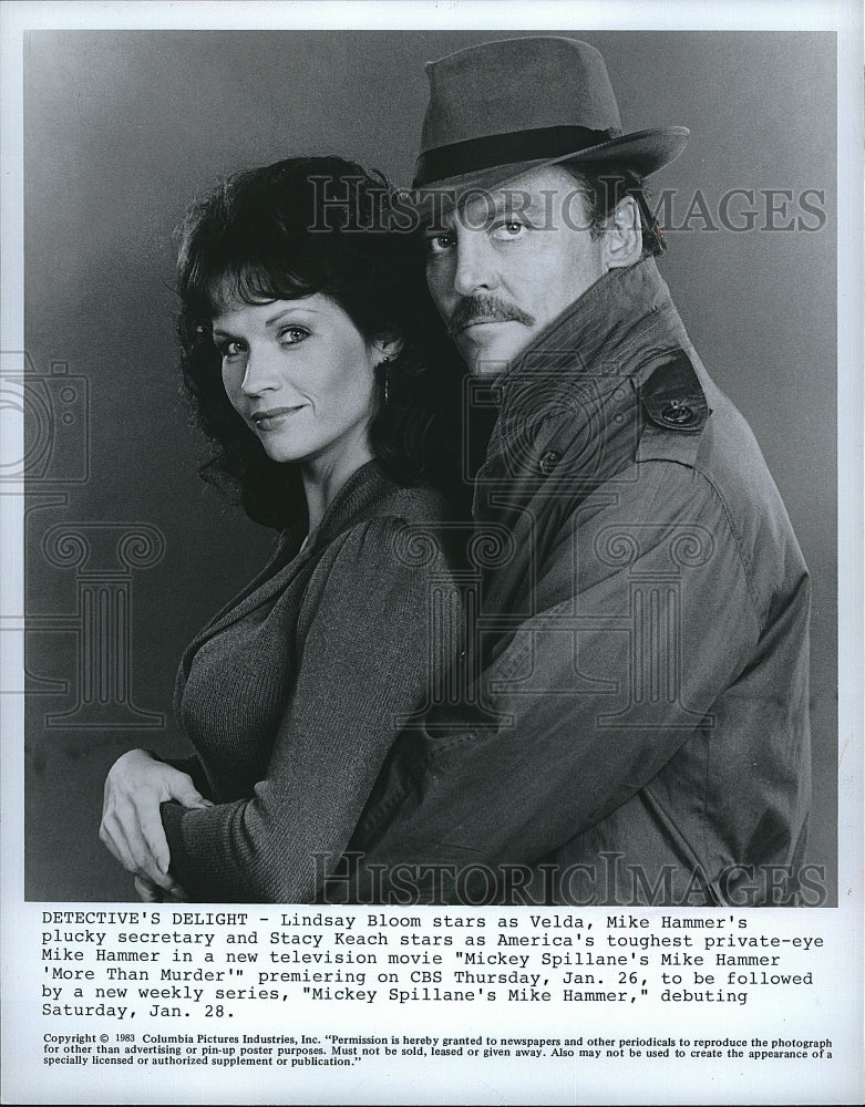 1983 Press Photo Lindsay Bloom and Stacy Keach &quot;Mickey Spillane&#39;s Mike Hammer&quot;- Historic Images