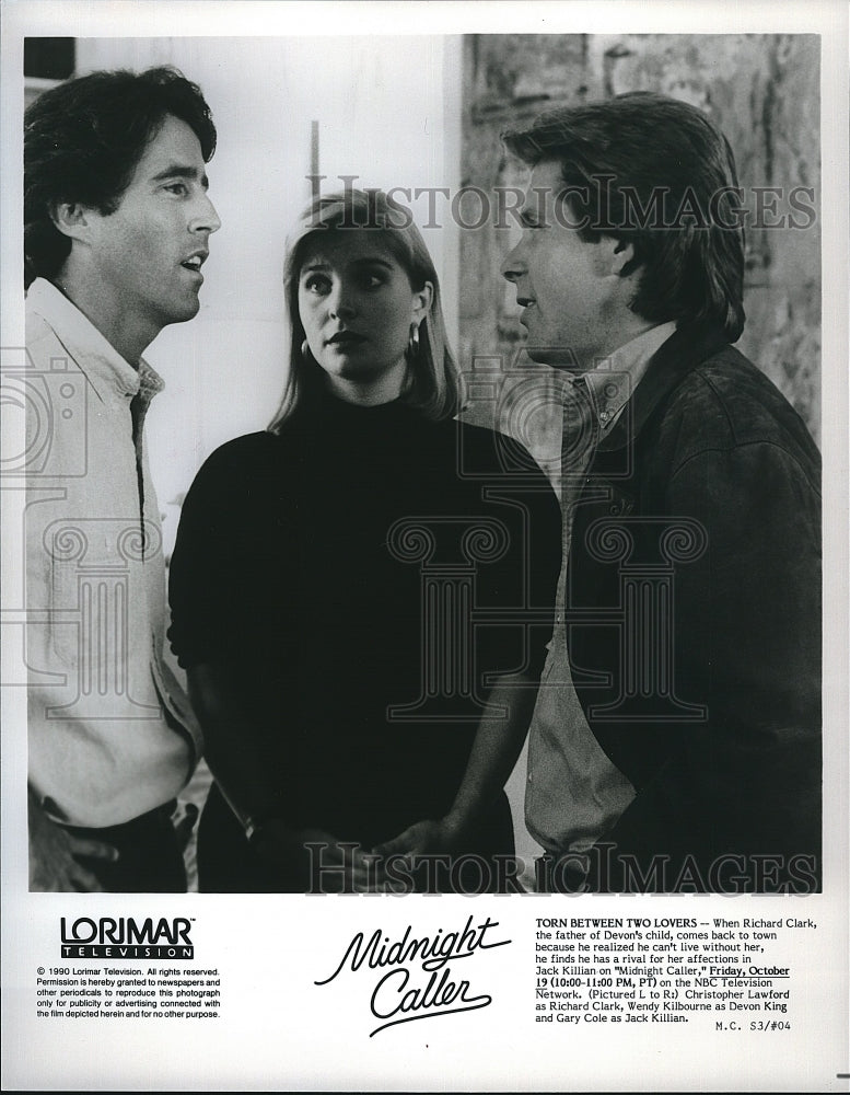 1989 Press Photo Christopher Lawford and Wendy Kilbourn in &quot;Midnight Caller&quot;.- Historic Images