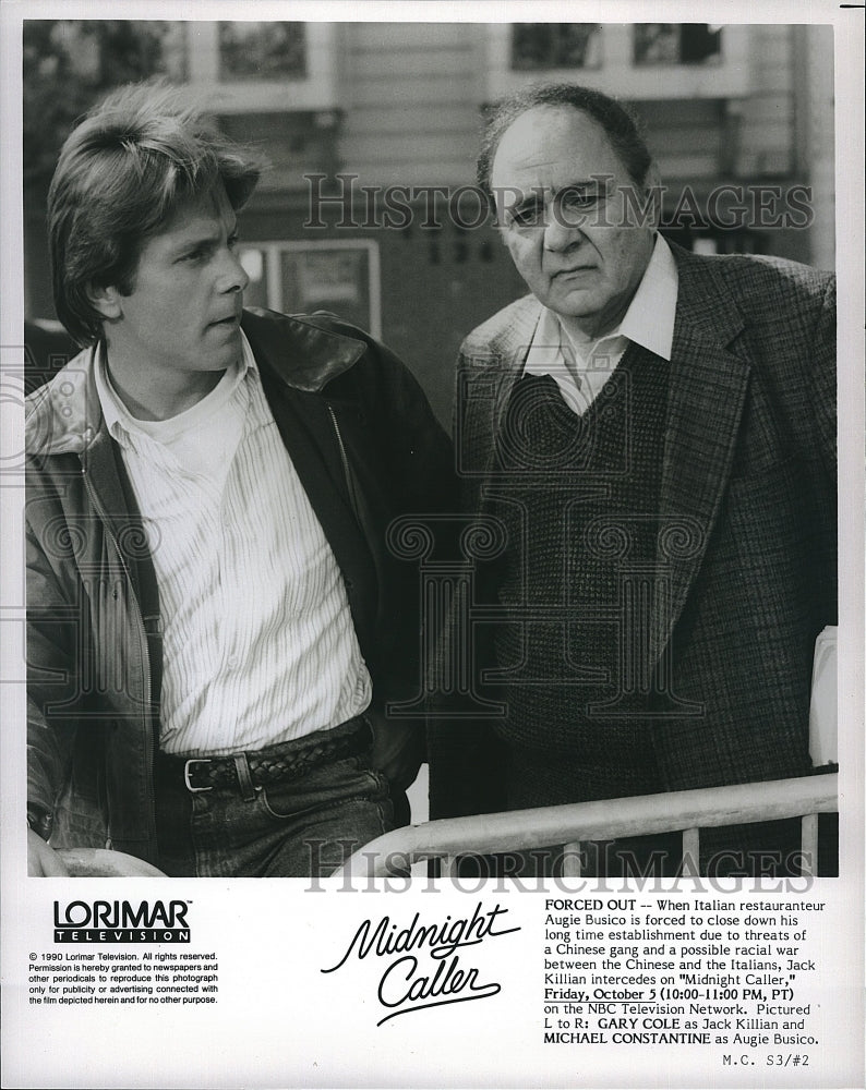 1990 Press Photo Actor Gary Cole and Michael Constantine in &quot;Midnight Caller&quot;- Historic Images