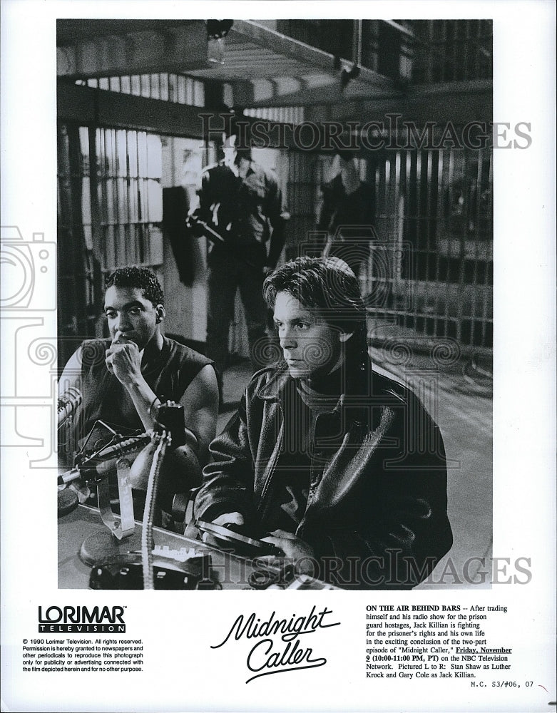 1990 Press Photo Actor Stan Shaw and Gary Cole in &quot;Midnight Caller&quot;- Historic Images