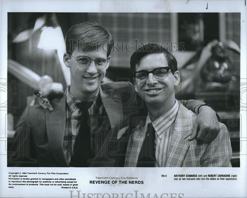 1984 Press Photo Anthony Edwards Actor Robert Carradine Revenge Of The Nerds- Historic Images