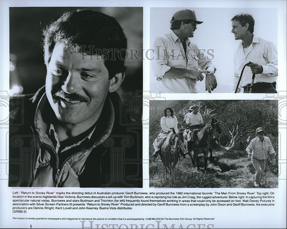 1988 Press Photo Geoff Burrowes Director Tom Burlison Return To Snowy River Film- Historic Images