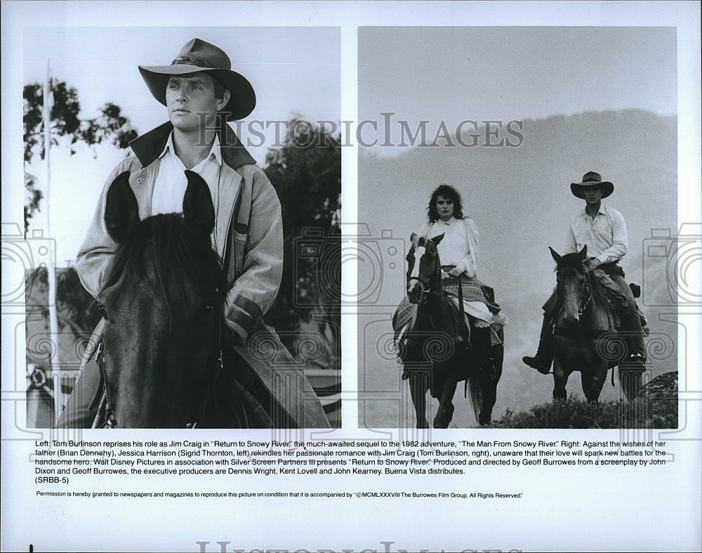 1988 Press Photo Tom Burlison Sigrid Thornton Actress Return To Snowy River Film- Historic Images