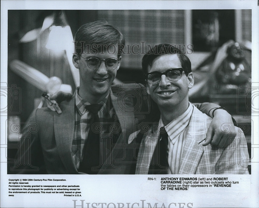 1984 Press Photo Edwards &amp; Carradine Star In &quot;Revenge Of The Nerds&quot;- Historic Images