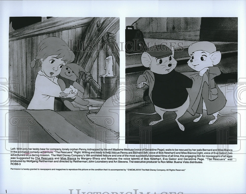 1987 Press Photo Scenes From Animated Film &quot;The Rescuers&quot;- Historic Images