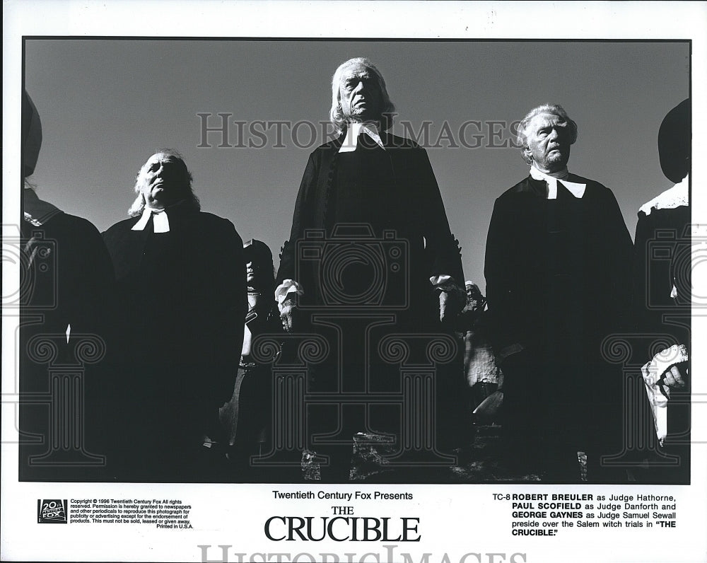 1996 Press Photo Robert Breuler Paul Scofield George Gaynes Crucible Movie Film- Historic Images