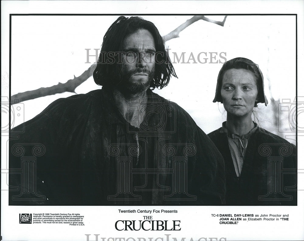 1996 Press Photo Daniel Day-Lewis Actor Joan Allen Actress Crucible Movie Film- Historic Images