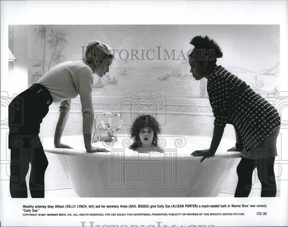 1991 Press Photo Kelly Lynch Gail Boggs Alisan Porter Actors Movie Curly Sue- Historic Images