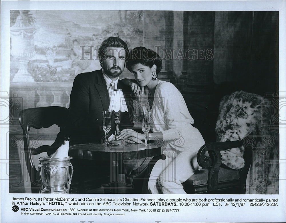 1987 Press Photo James Brolin, Connie Sellecca, &quot;Hotel&quot;- Historic Images