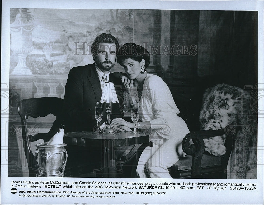 1987 Press Photo James Brolin, Connie Sellecca, &quot;Hotel&quot;- Historic Images