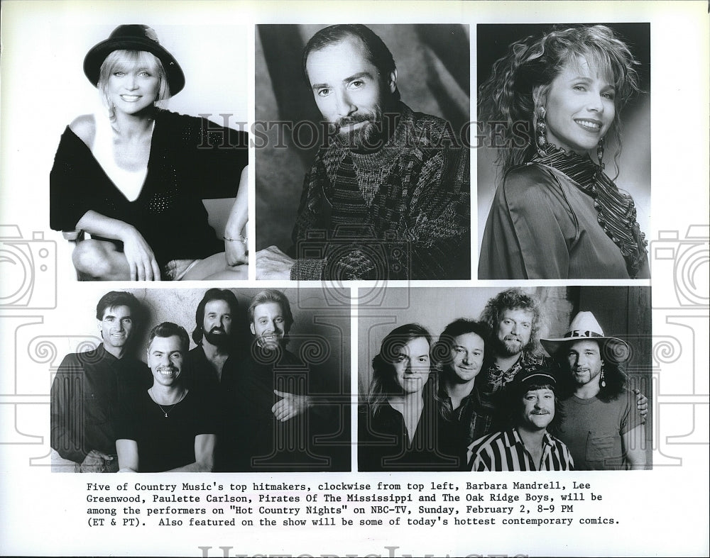 Press Photo Barbara Mandrell, Lee Greenwood, Paulette Carlson, Oak Ridge Boys- Historic Images