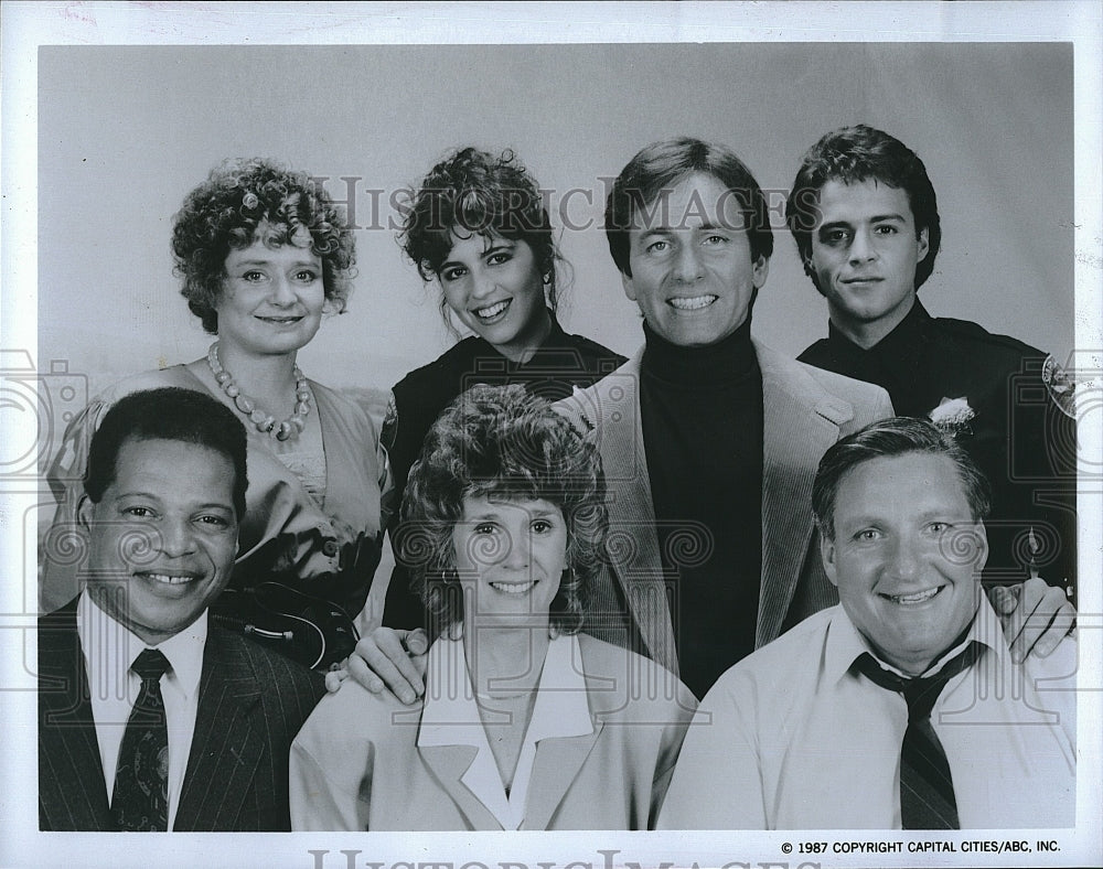 1987 Press Photo Actor Felton Perry, Barbara Bosson, Clarence Felder, Alix Elias- Historic Images