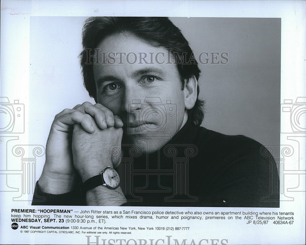 1987 Press Photo Actor, Comedian John Ritter In Hooperman- Historic Images