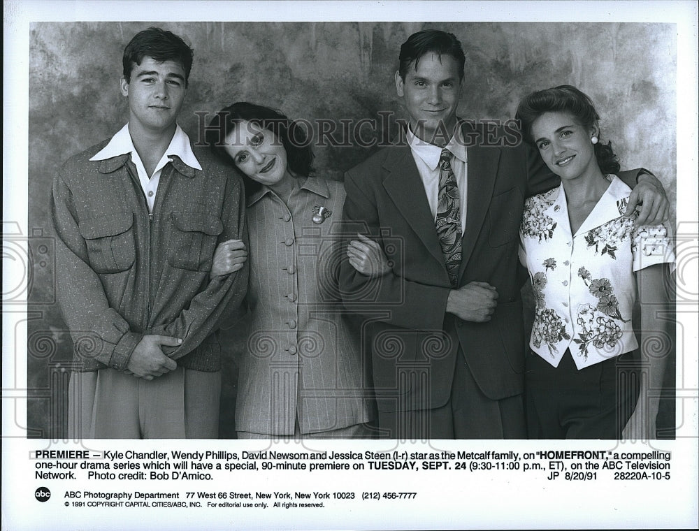 1991 Press Photo Kyle Chandler, Wendy Phillips &amp; David Newsom in &quot;Homefront&quot; - Historic Images